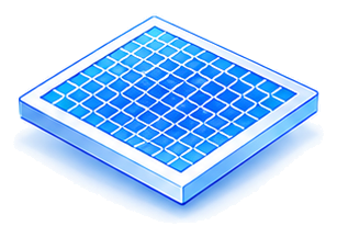 Square blue substrate with a grid surface
